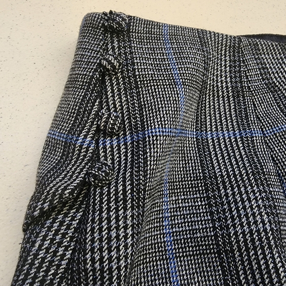 Banana Republic Gray Blue Plaid Fit‎ And Flair Skirt Godet Panels Size 8 - Picture 5 of 9